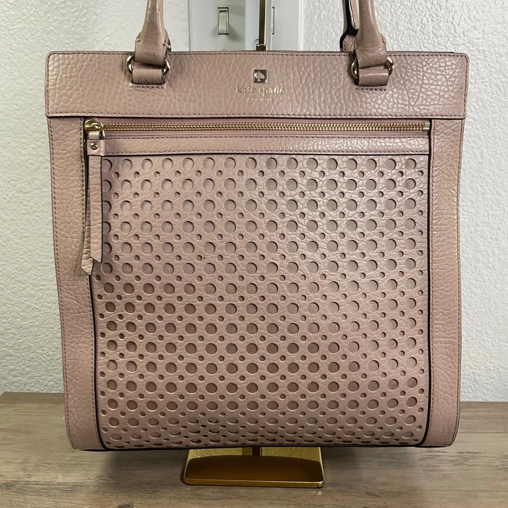 Kate Spade New York Perforated Leather Tote‎ Bag Blush Pink Large Shoulder Bag